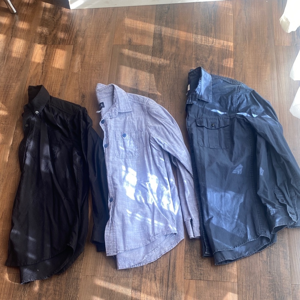 Bundle Old Navy Kids Button Down Shirts - placeBlack, placeLight Blue, Dark Blue